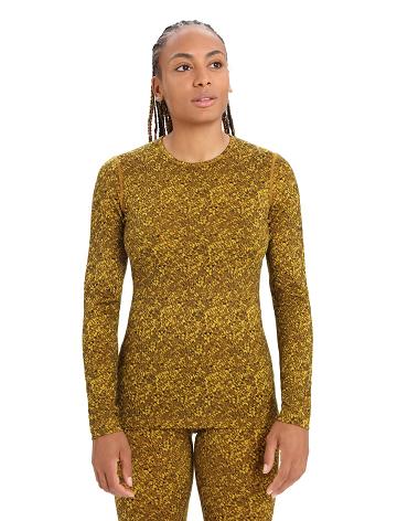 Icebreaker Merino 200 Oasis Long Sleeve Crewe Lichen Naisten Base Layers Kultaiset | FI 1825WNBY